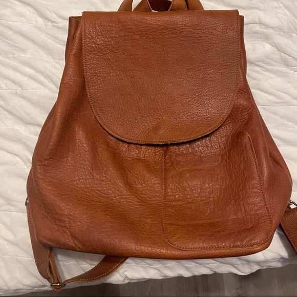 100% Real Leather Brown Backpack